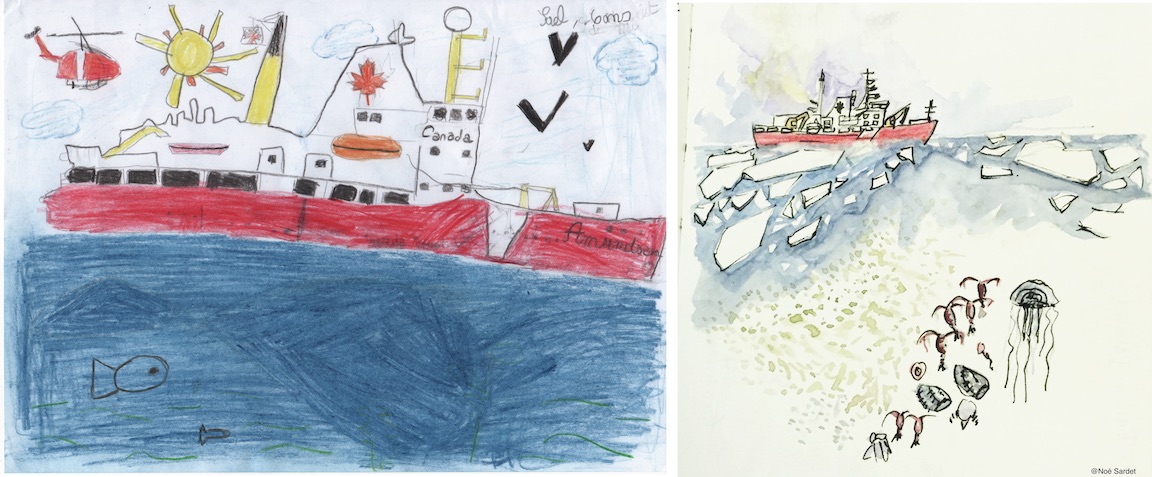 Exemple de dessin et d’aquarelle du brise-glace NGCC Amundsen.