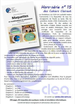 Maquettes et modélisations en astronomie