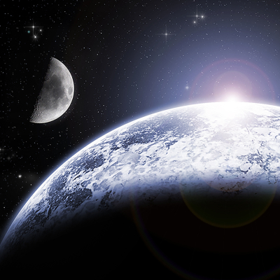 Vue de la Terre et de la Lune