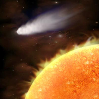 Vue d'artiste de l'évaporation de la planète extra-solaire HD209458b.

© Auteur Jérémie Vidal-Madjar.
IAP. CNRS.[...]