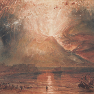 Vue depuis la baie de Naples de l’éruption du Vésuve de l’an 79, telle qu’imaginée par le peintre William Turner entre 1817 et 1820. D’après une équipe pluridisciplinaire composée de géoarchéologues, d’archéologues et de géochimistes, cette célèbre éruption du Vésuve a détruit le système de distribution d’eau de la baie de Naples. Celui-ci était composé principalement d’un aqueduc en maçonnerie (le plus long du monde romain), prolongé par un dense réseau de tuyaux de plomb. Il fut remplacé par un nouve[...]