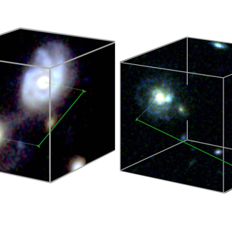 Deux exemples parmi les nombreuses galaxies découvertes en paire
grâce à la spectroscopie proche infrarouge de Hubble, qui a permis de mesurer
la distance entre chacun des membres du couple. Les images obtenues par
Hubble sont si profondes qu’elles révèlent des ponts de matière entre les
galaxies ainsi que des queues de marée, prouvant de façon irréfutable que ces
galaxies sont en interaction gravitationnelle.
Crédit : STScI / Rodrigues et al. 2016[...]