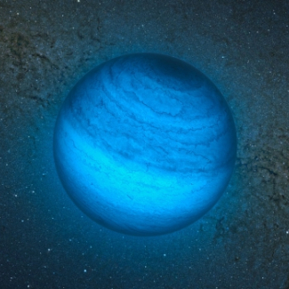 Cette vue d'artiste montre la planète errante CFBDSIR J214947.2-040308.9. Il s'agit de l'objet de ce type le plus proche du Système Solaire. Il ne doit pas être en orbite autour d'une étoile et de ce fait ne doit pas briller par la lumière réfléchie ; la faible lueur qu'il émet ne peut être détectée que dans l'infrarouge. Nous voyons ici une vue d'artiste de l'objet dans l'infrarouge et une image des parties centrales de la Voie Lactée réalisée avec le télescope dédié aux sondages dans l'infrarouge VIS[...]