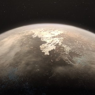 Vue d’artiste de la planète Ross 128 b. Crédits : ESO/M. Kornmesser[...]