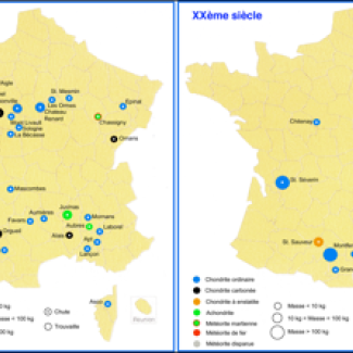 Comparaison des météorites découvertes en France aux XIXè et XXè siècles. © MNHN[...]