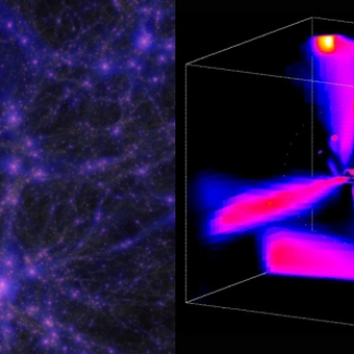 <p>A gauche, vue &agrave; grande &eacute;chelle de la simulation &lsquo;MareNostrum&rsquo; r&eacute;alis&eacute;e par le Projet Horizon. Les galaxies apparaissent comme des points roses, ins&eacute;r&eacute;es dans un r&eacute;seau de filaments chauds et de courants froids, visibles en bleu.<br />
&copy; Projet Horizon.</p>
<p>A droite,  image zoom&eacute;e de trois courants froids convergents vers le centre d'une galaxie dans la simulation &lsquo;MareNostrum&rsquo;. Cette image est &agrave; la base [...]