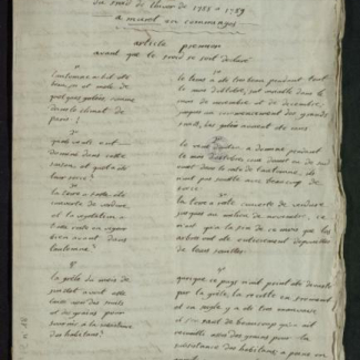 Réponse aux questions posées par la Société royale de médecine sur les estats du froid de l’hiver 1788-1789 à Muret en Comminges. SRM carton 158 dossier 12 pièce 18 (fol. 1). © Bibliothèque de l'Académie nationale de médecine[...]