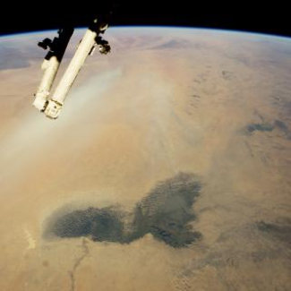 Le lac Tchad, photographié par les astronautes de la Station spatiale internationale en février 2015.