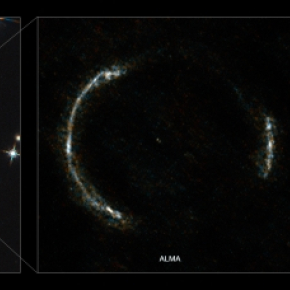 Une campagne d'observations effectuée par le réseau ALMA en configuration étendue a permis d'obtenir une image spectaculaire et détaillée à la fois d'une galaxie lointaine subissant un effet de lentille gravitationnelle. Cette image révèle la présence de régions de formation d'étoiles au sein de la galaxie distante. Le degré de résolution qui caractérise ces nouvelles observations est inédit. Il surpasse nettement le niveau de détail qu'offre le Télescope Spatial Hubble du consortium NASA / ESA, et rév[...]