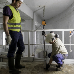 Photo d'une opérations de carottage dans la chambre à sable d'Orléans.