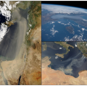 Images satellites illustrant différents aérosols