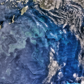 . Image satellitaire de la Méditerranée Orientale prise le 11 March 2019, pendant la campagne PERLE-2, par le capteur AQUA du satellite MODIS de la NASA